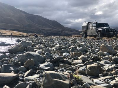 Jeep jk brute river bed rocks chch