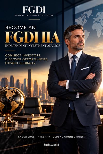 Professional man promoting FGDIIA investment advisor program.