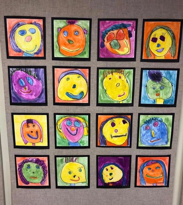 Kids Drawing with multipal faces
