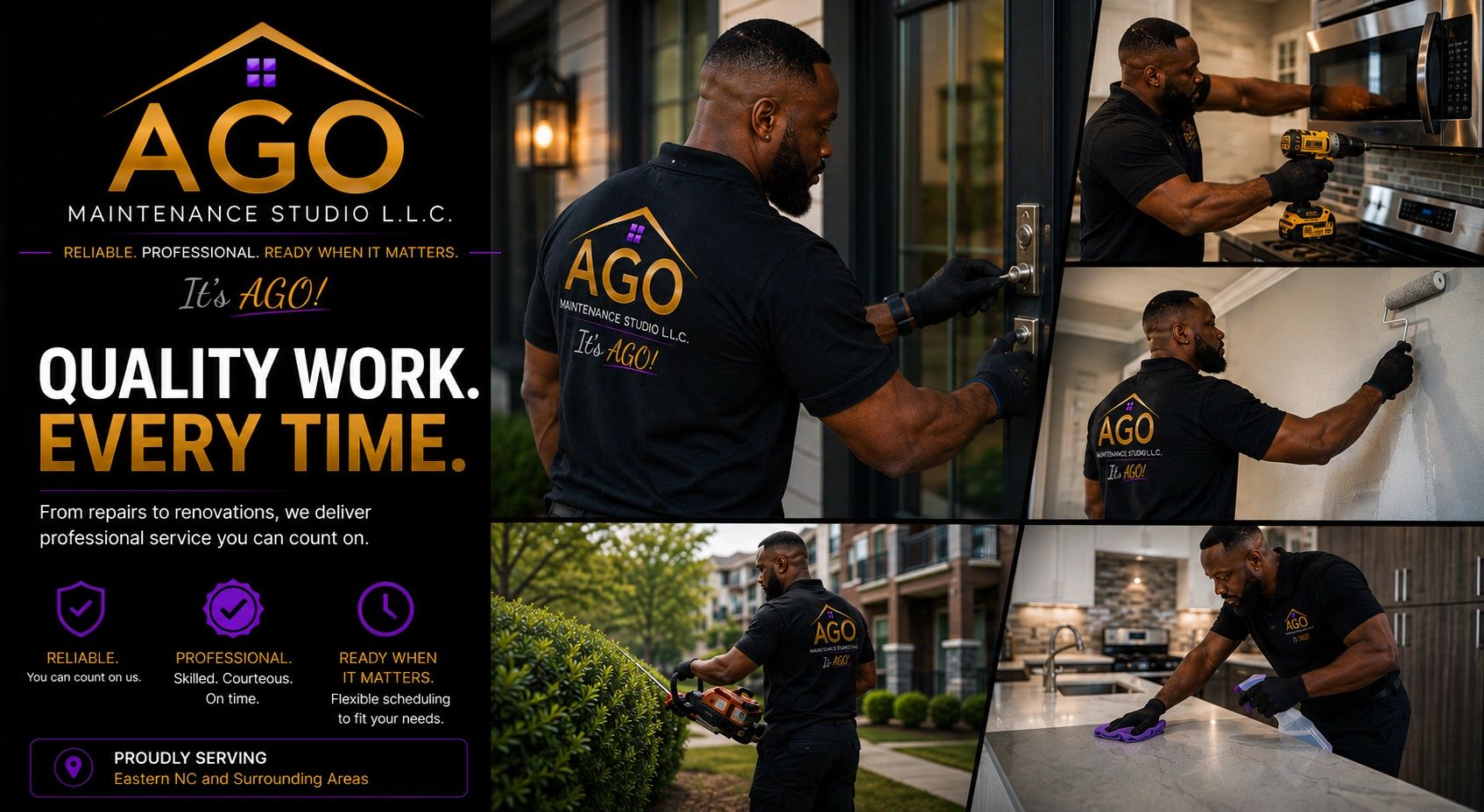AGO Maintenance Studio offers reliable, professional home repair and renovation services in Eastern NC.