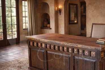 Executive Desk W/ Copper & Alma Copper Squares