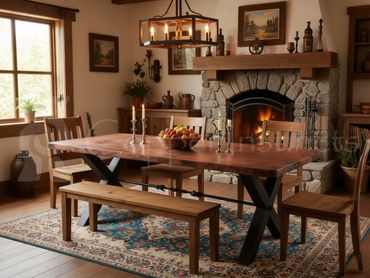 Lexington Dining Table W/ Hammered Copper Top