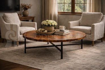 Copenhagen Coffee Table Base W/ Hammered Copper Top