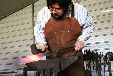 working on a big chopper for a competition