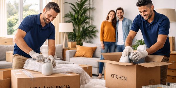 Door to Door Container moving crew packaging personal belongings