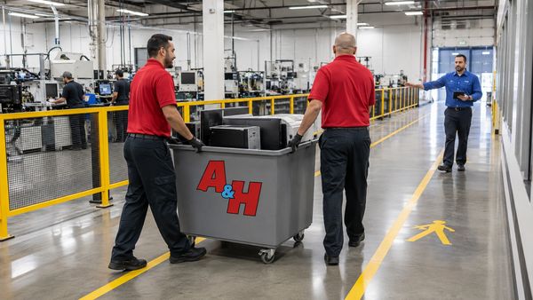 A&H IT Renew moves office electronics safely through an Adelanto manufacturing facility.