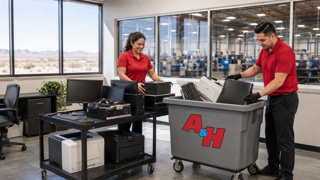 A&H IT Renew collects retired office electronics from an Adelanto manufacturing facility.