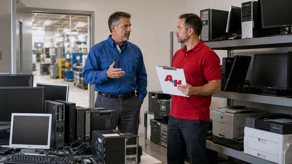 A&H IT Renew assesses retired office electronics at an Adelanto manufacturing company.