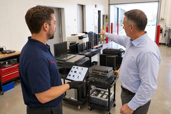 A&H IT Renew reviews staged electronics, site access, and business pickup requirements.