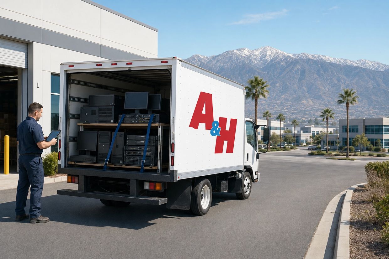 A&H IT Renew loads retired business electronics for a scheduled recycling pickup.