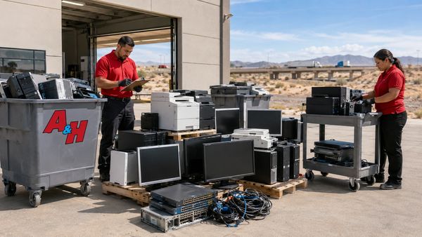 A&H IT Renew organizes business electronics for recycling at a Barstow facility.