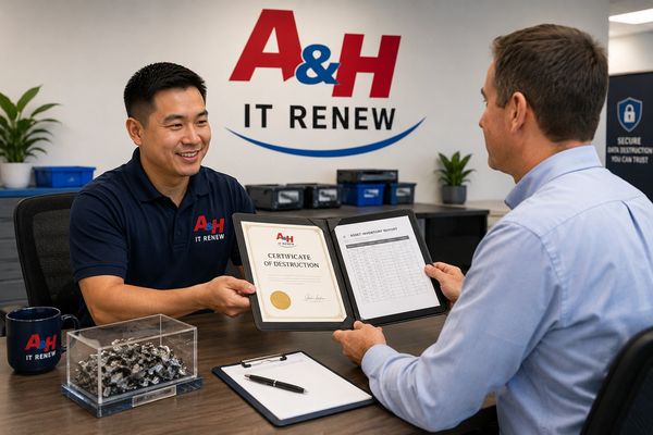 Customer receives a serialized asset report and Certificate of Destruction.