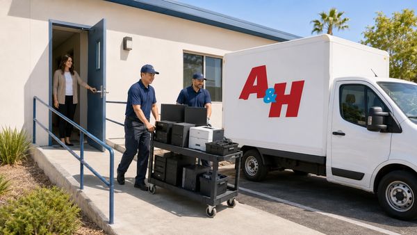 A&H IT Renew removes electronics from a Colton property without a loading dock.