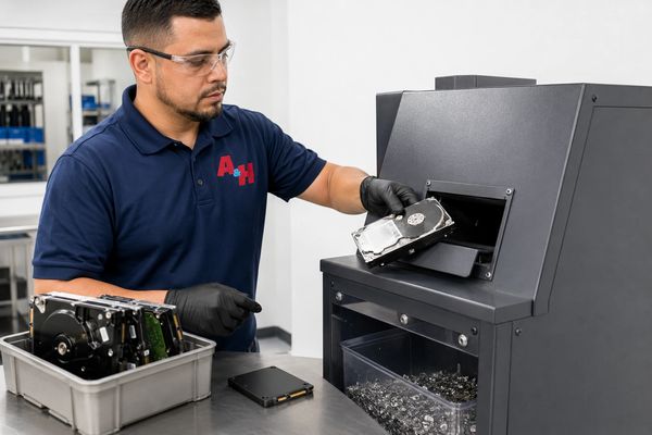 Secure shredding of business hard drives collected from Eastvale organizations.