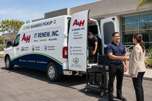 A&H IT Renew providing scheduled business electronics recycling pickup in Jurupa Valley.