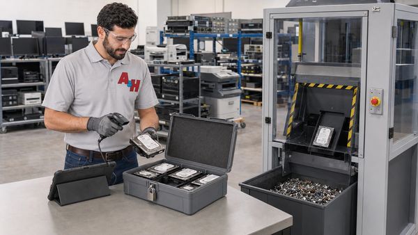 Approved drives are recorded and securely shredded off-site with documentation.
