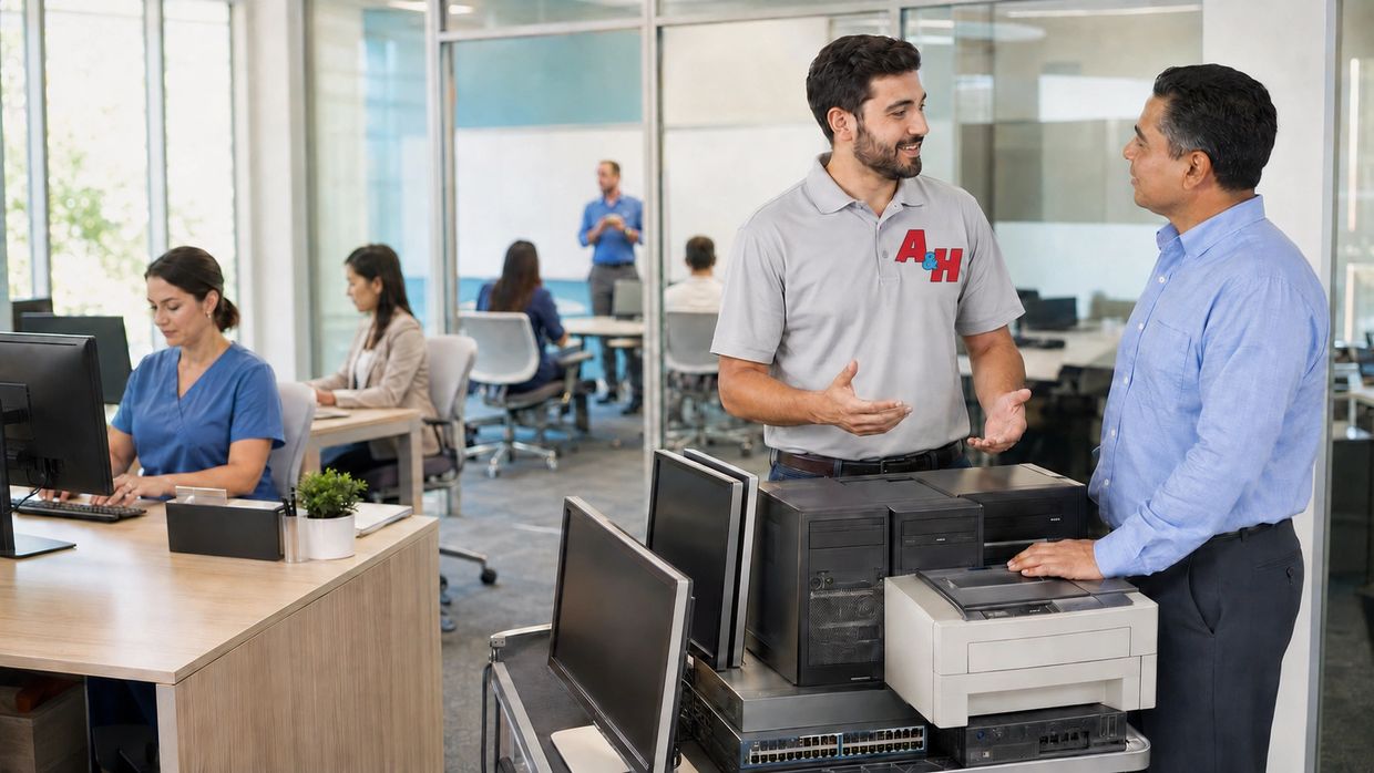 A&H IT Renew prepares electronics from a Loma Linda healthcare or education office.