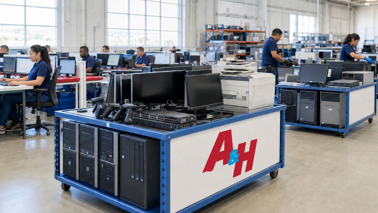 A&H IT Renew reviews retired electronics across several Rialto facility work zones.