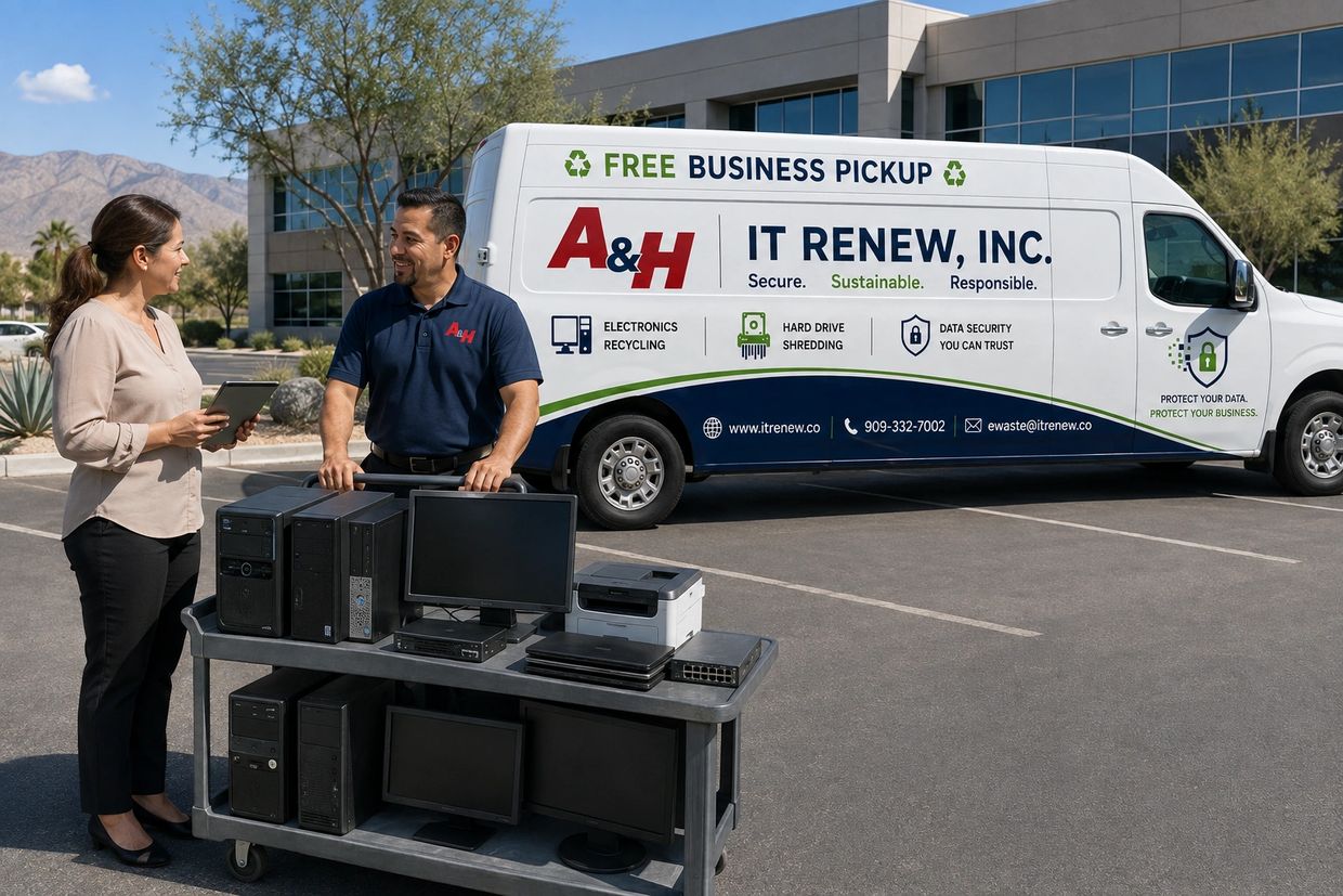 A&H IT Renew providing business electronics recycling pickup in Victorville.