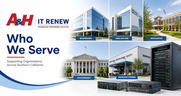 A&H IT Renew serves businesses, schools, healthcare, government, MSPs, and nonprofits.