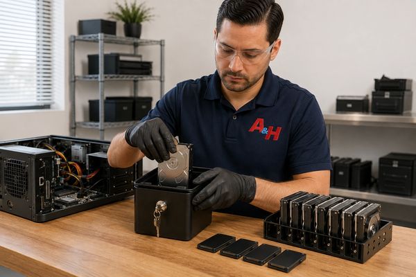 Storage devices organized for serialized destruction reporting and documentation.
