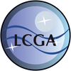 Logo with a crescent moon, star, and airplane silhouette, labeled LCGA.