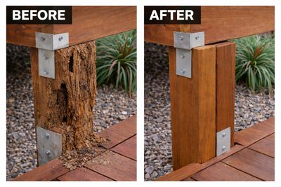 Termite Damage Deck Post and Beam Repair – Before and After
In fallbrook and carlsbad, ca