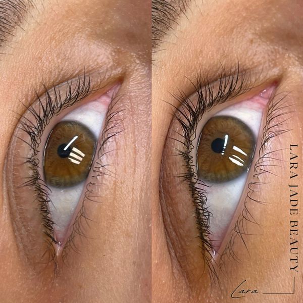 before and after natural lash line enhancement by Lara Brown of Lara Jade Beauty