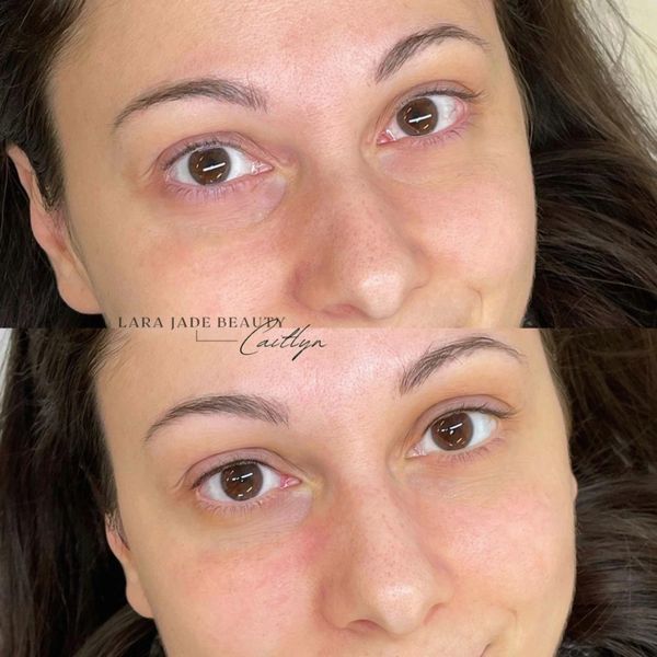 Before and after lash line enhancement by Caitlyn Milk at Lara Jade Beauty