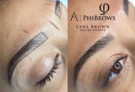 Before and after PhiBrows microblading by Lara Brown