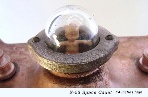 Assemblage spaceship sculpture by Santa Barbara artist Tal Avitzur.