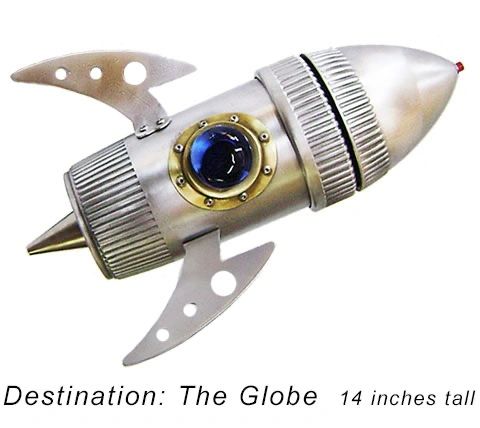 Assemblage spaceship sculpture by Santa Barbara artist Tal Avitzur.