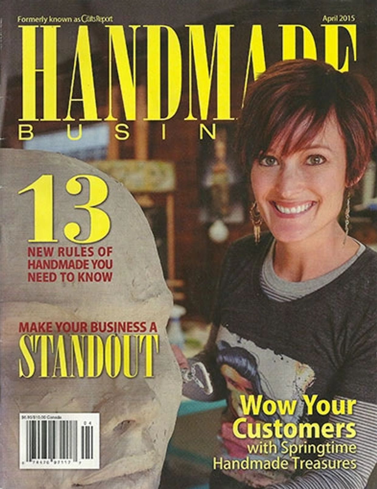 Cover of April 2015 issue of Handmade Business magazine.