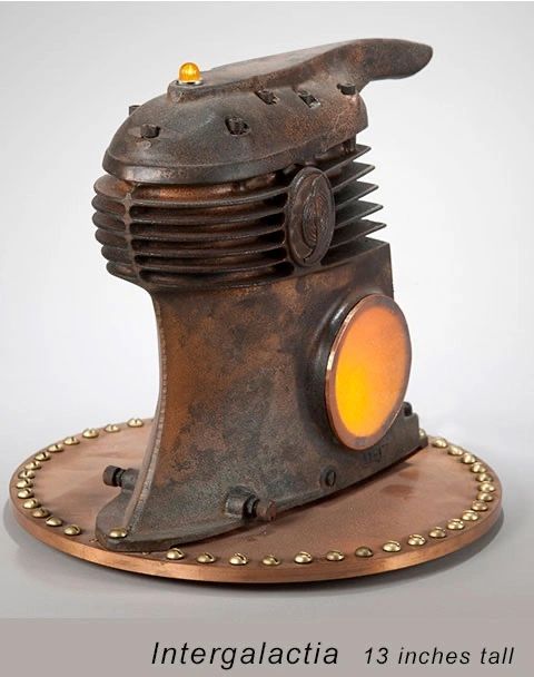 Assemblage sculpture light by Santa Barbara artist Tal Avitzur.