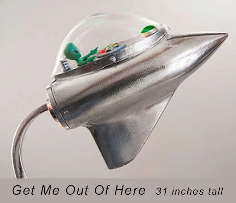 Assemblage spaceship sculpture by Santa Barbara artist Tal Avitzur.