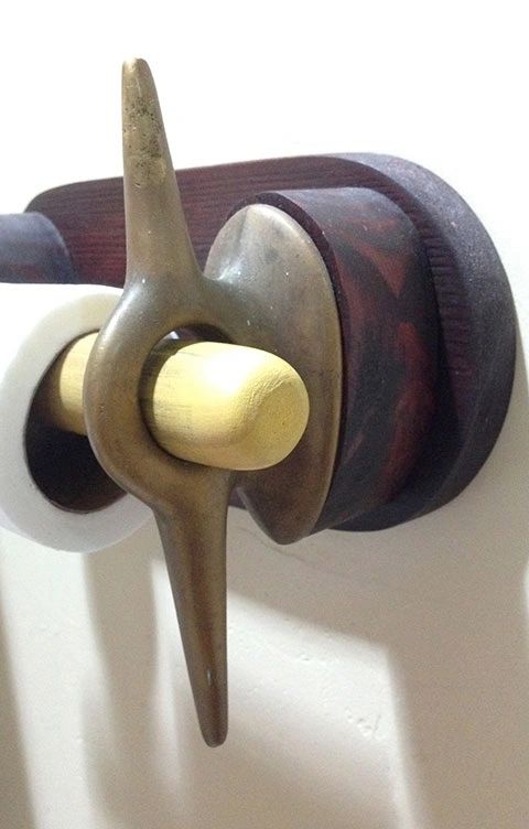 Marine cleat toilet paper holder by Santa Barbara artist Tal Avitzur.