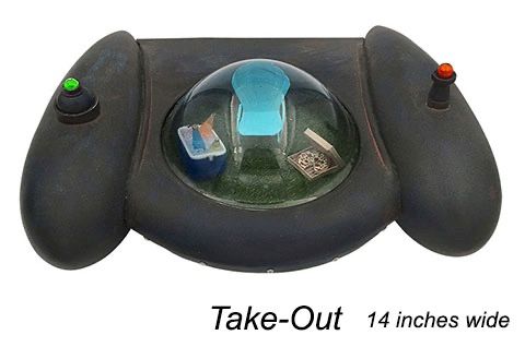 Assemblage spaceship sculpture by Santa Barbara artist Tal Avitzur.