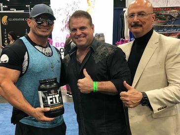 Doc Hall with Eddie Robinson former Mr America and Mr Universe and Dan Backus a top level competitor