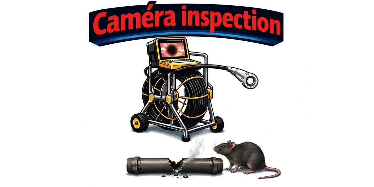 Caméra d'inspection pour canalisations endommagées par un rat.