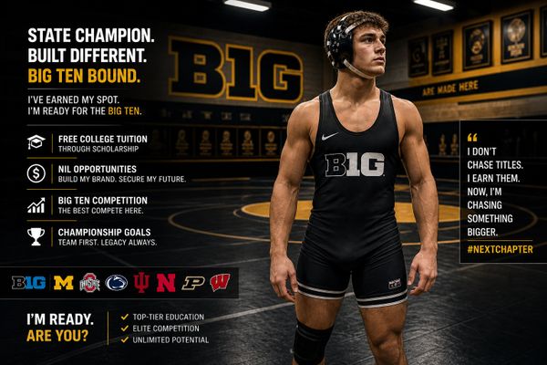 Wrestler ready for Big Ten competition with championship goals and scholarship benefits.