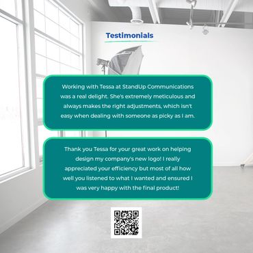 Two positive client testimonials praising Tessa's meticulous and efficient work.