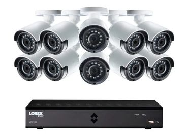 Lorex security camera system with eight cameras and a digital recorder.