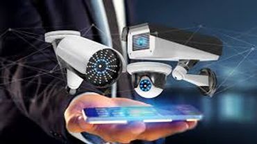 Surveillance cameras with a digital interface over a smartphone.