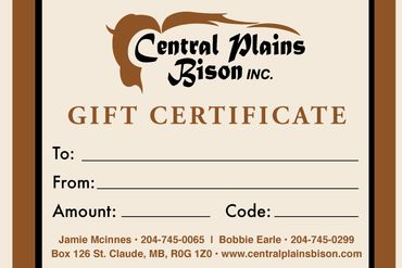 Central Plains Bison Inc. gift certificate