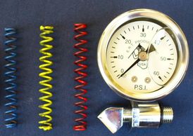 Harley oil pressure relief spring kit, with Harley oil pressure gauge. Shovel & Evo E.R.T. Products