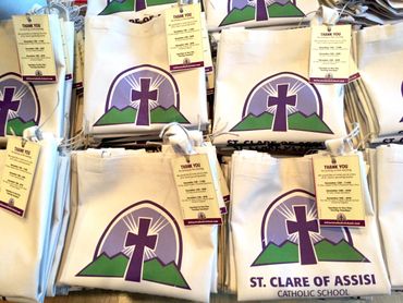 St. Clare of Assisi, catholic school, bags, tote bags, edwards, vail print, graphic design, unique