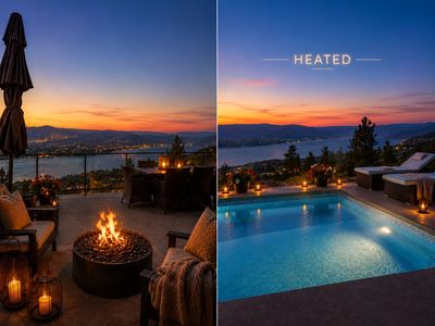“Heated pool, panoramic views, and cozy Okanagan evenings at Naramata Dreaming.”