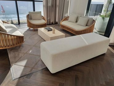 Cozy seating area with ocean view.