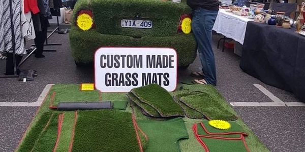 Selling out custom mats to market visitors all over Victoria 