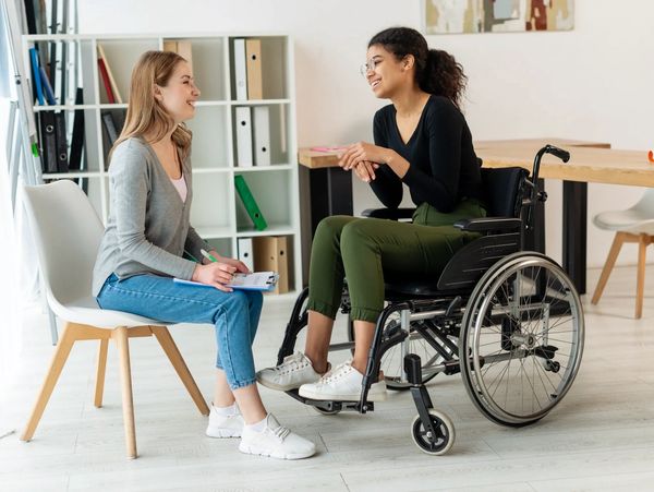 Two women talking